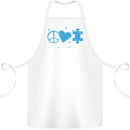 Peace Autism Austistic Cotton Apron 100% Organic White