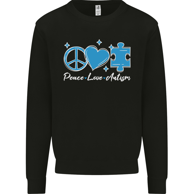 Peace Autism Austistic Kids Sweatshirt Jumper Black