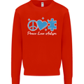 Peace Autism Austistic Kids Sweatshirt Jumper Bright Red
