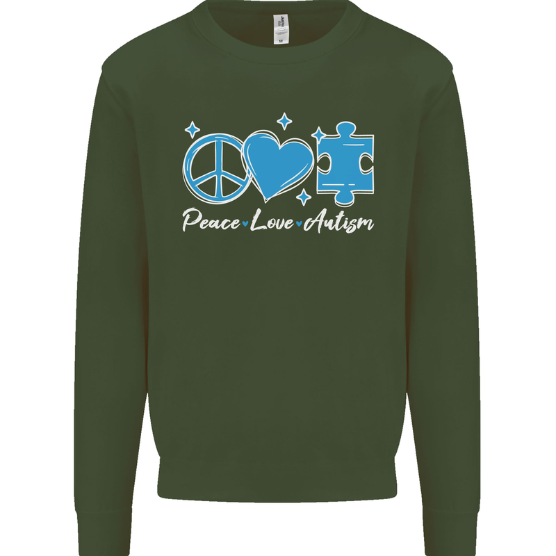 Peace Autism Austistic Kids Sweatshirt Jumper Forest Green
