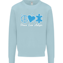 Peace Autism Austistic Kids Sweatshirt Jumper Light Blue