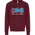 Peace Autism Austistic Kids Sweatshirt Jumper Maroon