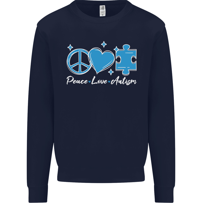 Peace Autism Austistic Kids Sweatshirt Jumper Navy Blue