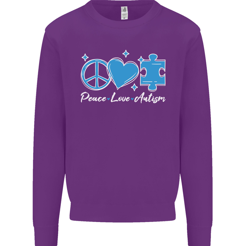 Peace Autism Austistic Kids Sweatshirt Jumper Purple