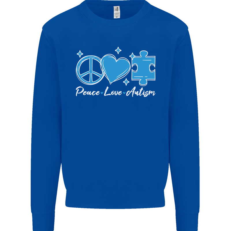 Peace Autism Austistic Kids Sweatshirt Jumper Royal Blue