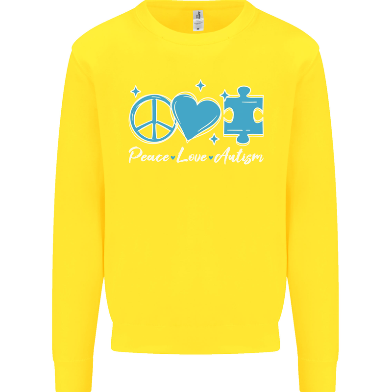 Peace Autism Austistic Kids Sweatshirt Jumper Yellow