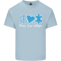Peace Autism Austistic Kids T-Shirt Childrens Light Blue