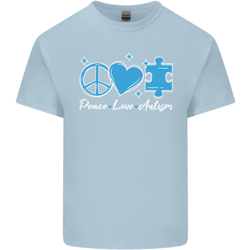 Peace Autism Austistic Kids T-Shirt Childrens Light Blue