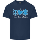 Peace Autism Austistic Kids T-Shirt Childrens Navy Blue