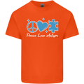 Peace Autism Austistic Kids T-Shirt Childrens Orange