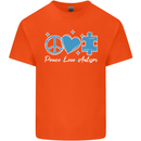 Peace Autism Austistic Kids T-Shirt Childrens Orange