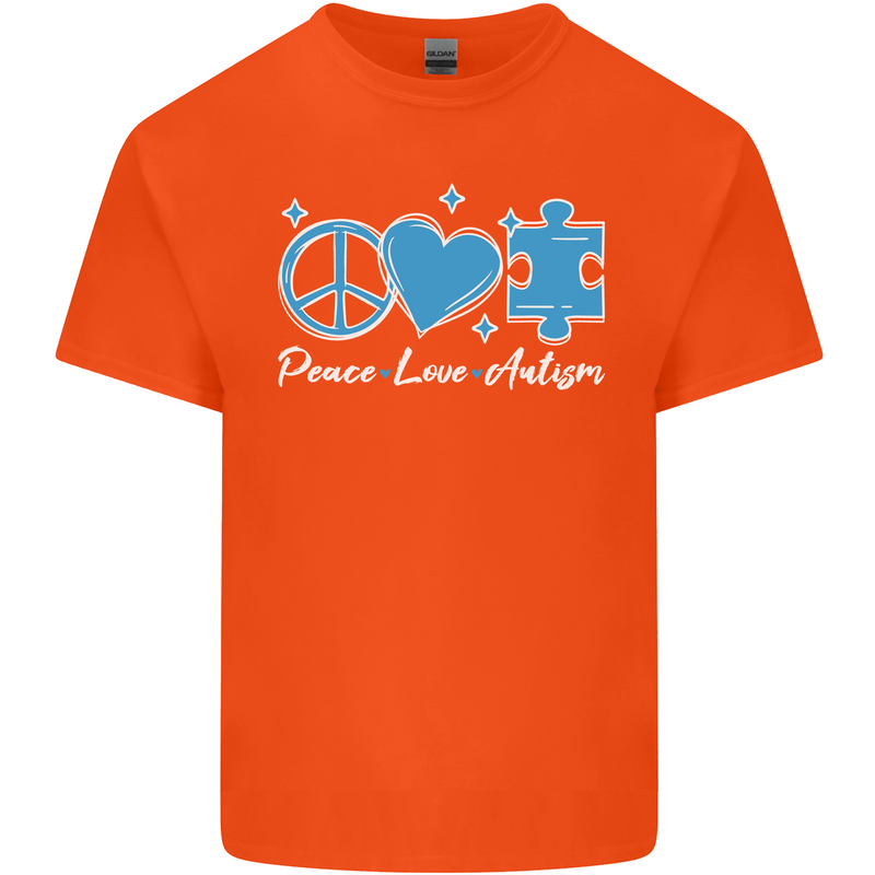 Peace Autism Austistic Kids T-Shirt Childrens Orange