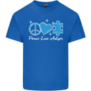 Peace Autism Austistic Kids T-Shirt Childrens Royal Blue
