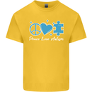 Peace Autism Austistic Kids T-Shirt Childrens Yellow