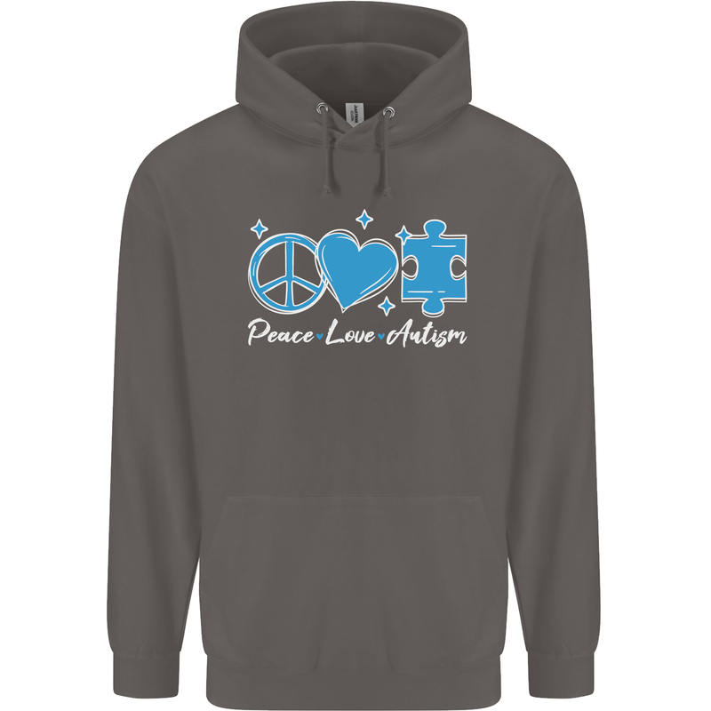Peace Autism Austistic Mens 80% Cotton Hoodie Charcoal
