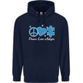 Peace Autism Austistic Mens 80% Cotton Hoodie Navy Blue