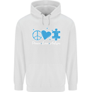 Peace Autism Austistic Mens 80% Cotton Hoodie White