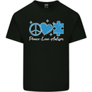Peace Autism Austistic Mens Cotton T-Shirt Tee Top Black