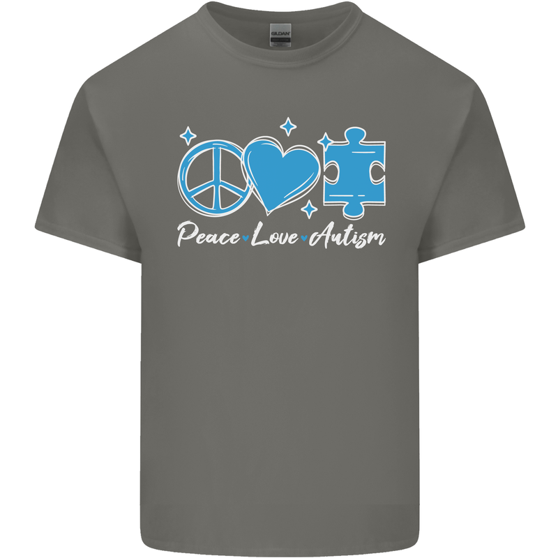 Peace Autism Austistic Mens Cotton T-Shirt Tee Top Charcoal