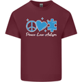 Peace Autism Austistic Mens Cotton T-Shirt Tee Top Maroon