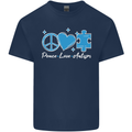 Peace Autism Austistic Mens Cotton T-Shirt Tee Top Navy Blue