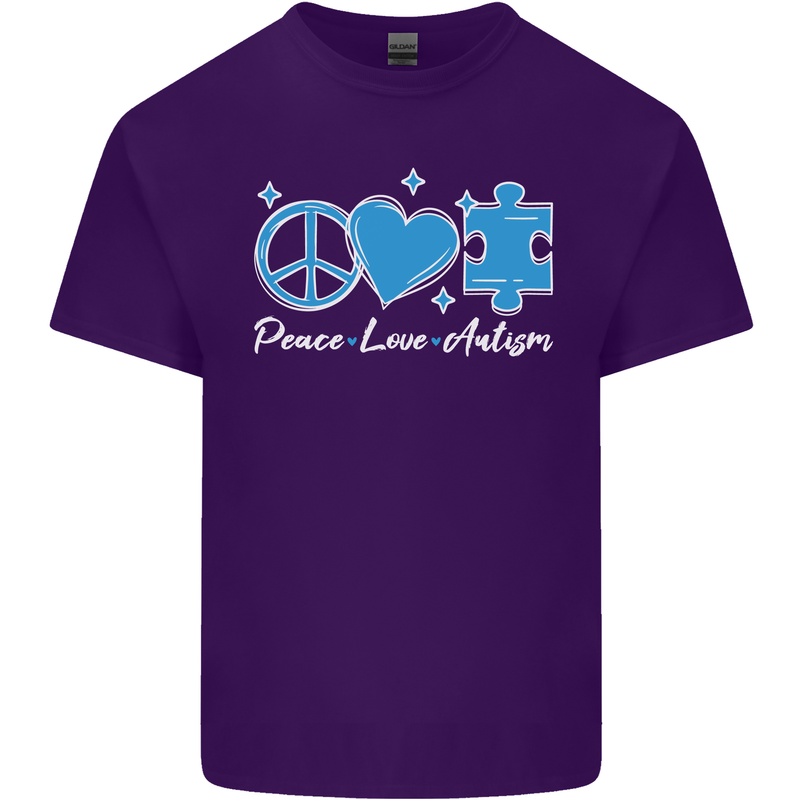 Peace Autism Austistic Mens Cotton T-Shirt Tee Top Purple