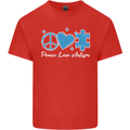 Peace Autism Austistic Mens Cotton T-Shirt Tee Top Red