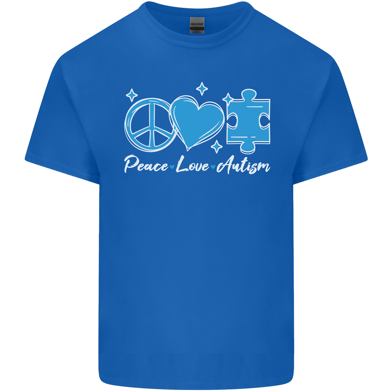 Peace Autism Austistic Mens Cotton T-Shirt Tee Top Royal Blue