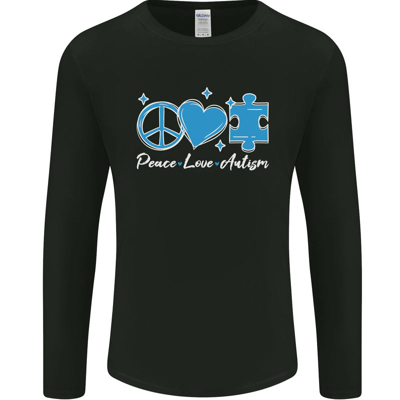 Peace Autism Austistic Mens Long Sleeve T-Shirt Black