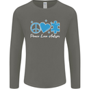 Peace Autism Austistic Mens Long Sleeve T-Shirt Charcoal