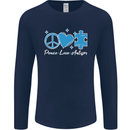 Peace Autism Austistic Mens Long Sleeve T-Shirt Navy Blue