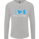 Peace Autism Austistic Mens Long Sleeve T-Shirt Sports Grey