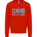 Peace Autism Austistic Mens Sweatshirt Jumper Bright Red