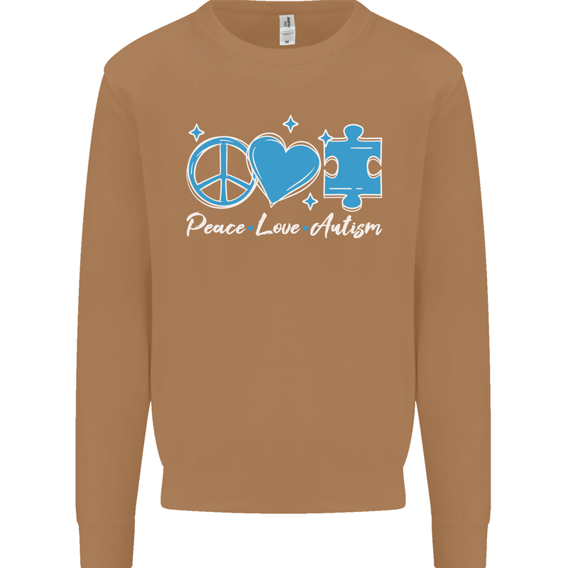 Peace Autism Austistic Mens Sweatshirt Jumper Caramel Latte