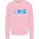 Peace Autism Austistic Mens Sweatshirt Jumper Light Pink
