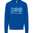 Peace Autism Austistic Mens Sweatshirt Jumper Royal Blue