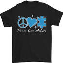 Peace Autism Austistic Mens T-Shirt 100% Cotton Black