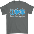 Peace Autism Austistic Mens T-Shirt 100% Cotton Charcoal