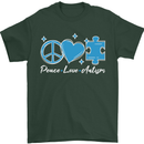Peace Autism Austistic Mens T-Shirt 100% Cotton Forest Green