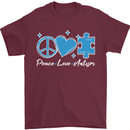 Peace Autism Austistic Mens T-Shirt 100% Cotton Maroon