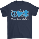 Peace Autism Austistic Mens T-Shirt 100% Cotton Navy Blue