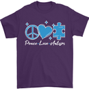 Peace Autism Austistic Mens T-Shirt 100% Cotton Purple