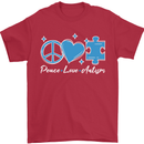Peace Autism Austistic Mens T-Shirt 100% Cotton Red