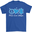 Peace Autism Austistic Mens T-Shirt 100% Cotton Royal Blue