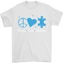 Peace Autism Austistic Mens T-Shirt 100% Cotton White