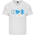 Peace Autism Austistic Mens V-Neck Cotton T-Shirt White
