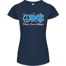 Peace Autism Austistic Womens Petite Cut T-Shirt Navy Blue