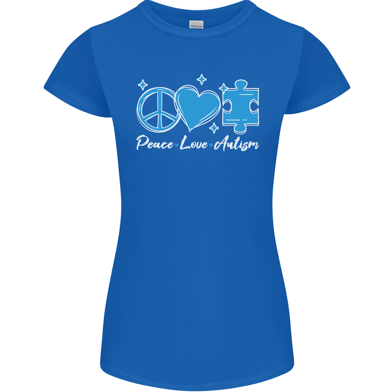 Peace Autism Austistic Womens Petite Cut T-Shirt Royal Blue