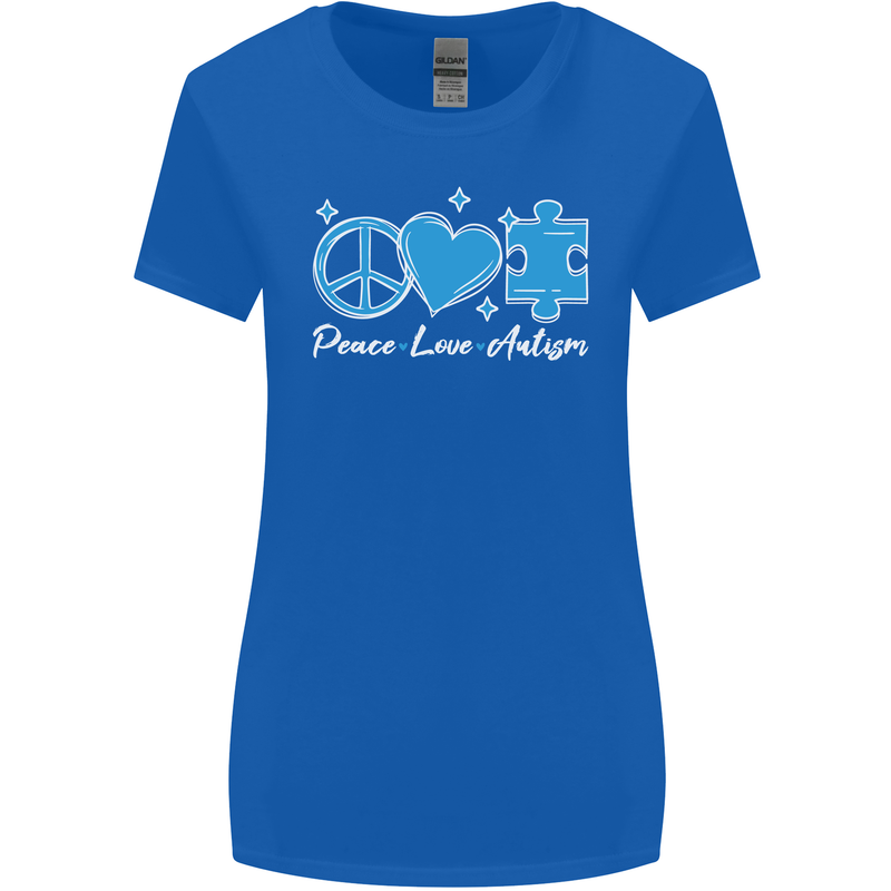 Peace Autism Austistic Womens Wider Cut T-Shirt Royal Blue