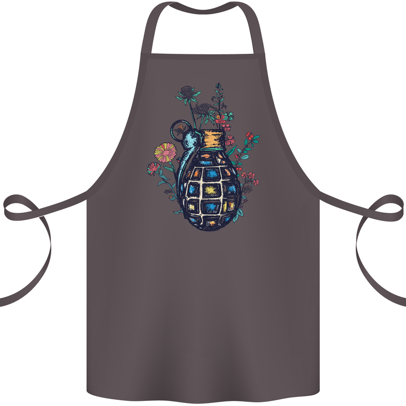 Peace Grenade Anti-War Pacifist World Hippy Cotton Apron 100% Organic Dark Grey
